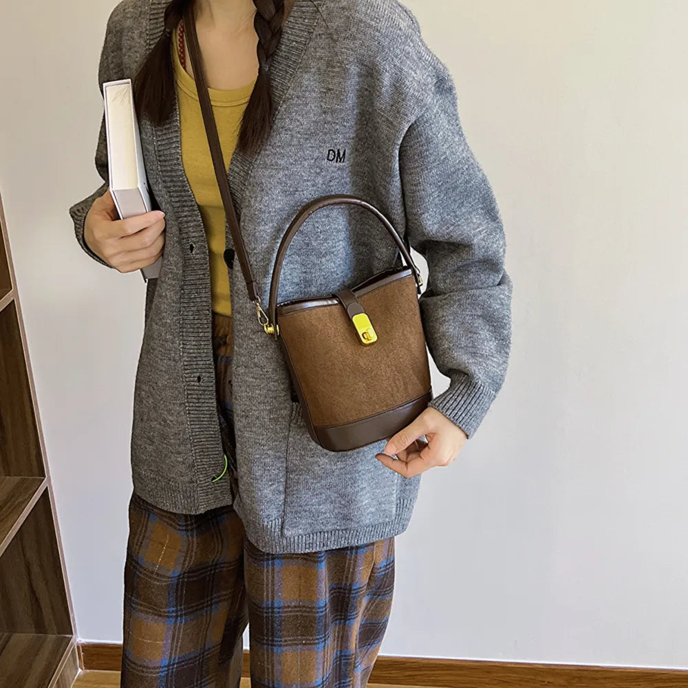 Vegan Leather Bucket Crossbody Bag | Lily Bloom