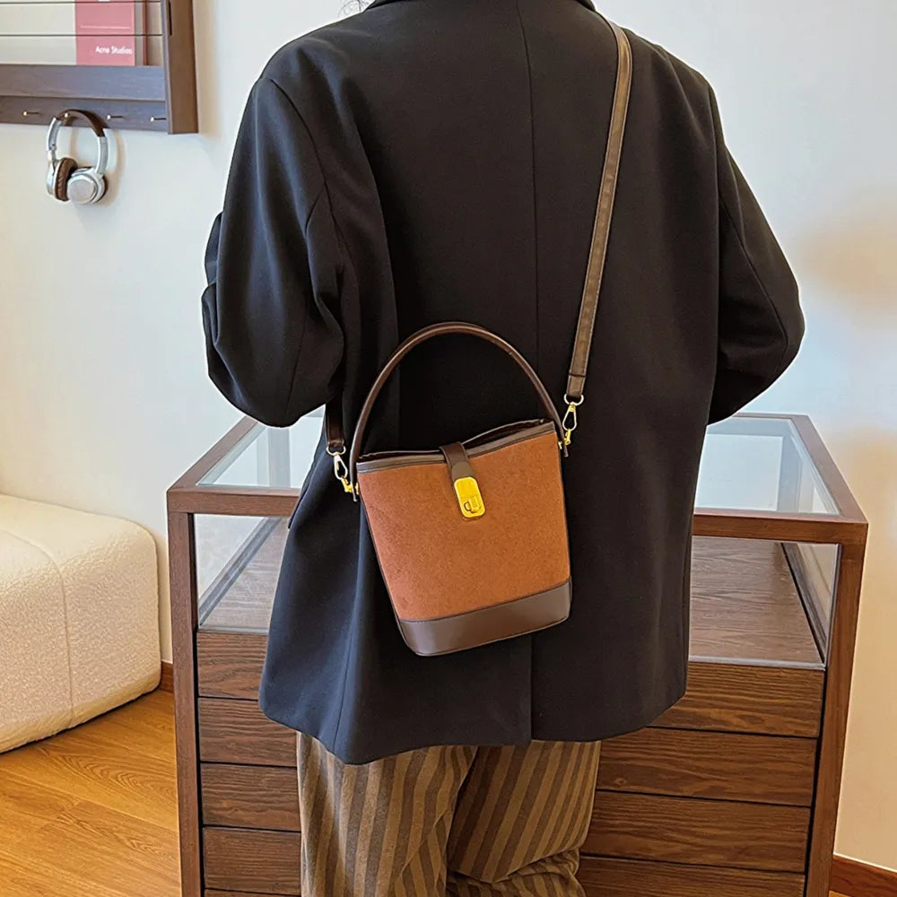 Vegan Leather Bucket Crossbody Bag | Lily Bloom