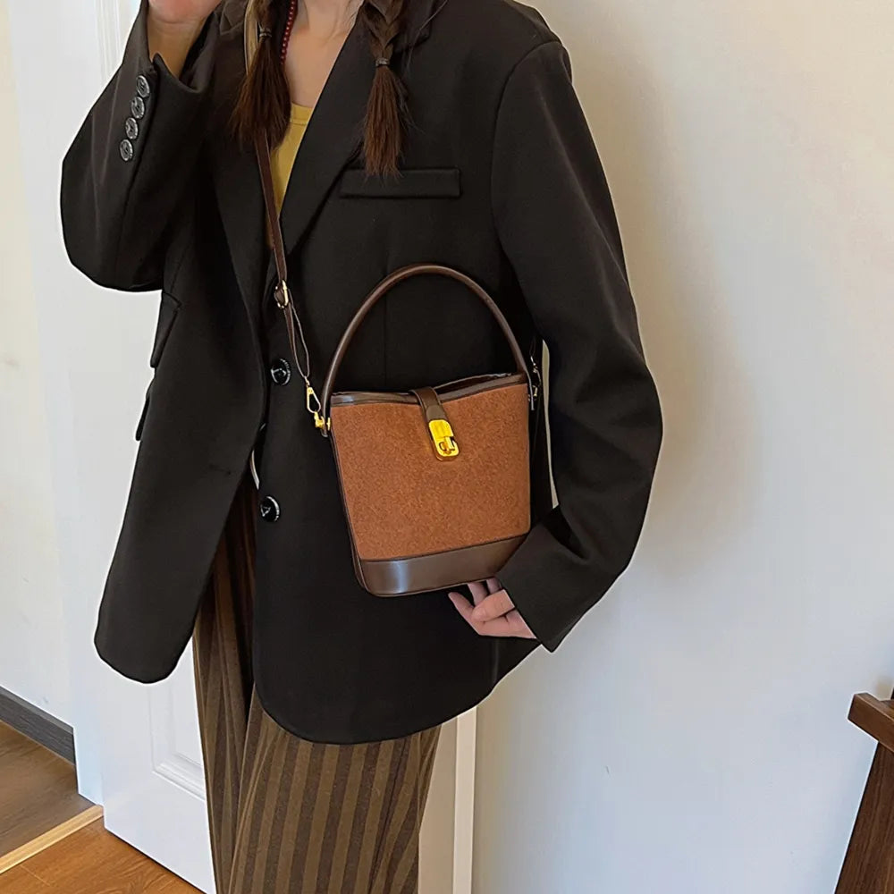 Vegan Leather Bucket Crossbody Bag | Lily Bloom