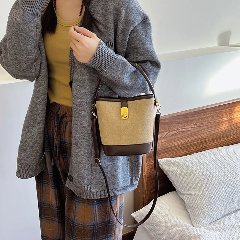 Vegan Leather Bucket Crossbody Bag | Lily Bloom