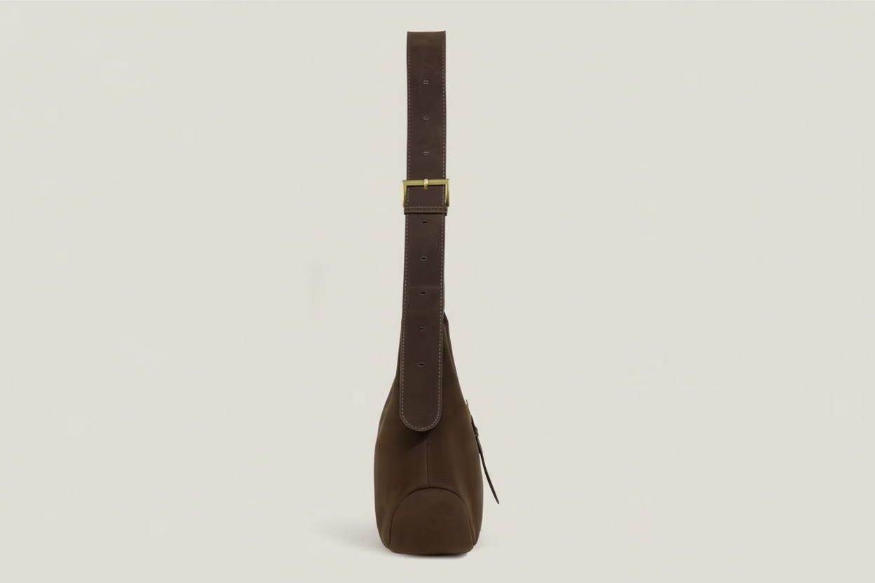 Buckle Accent Vegan Suede Hand Bag