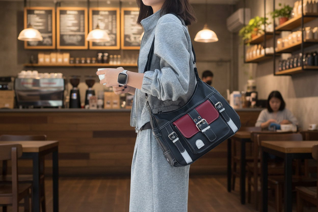 Buckle Decor Flap Crossbody Bag