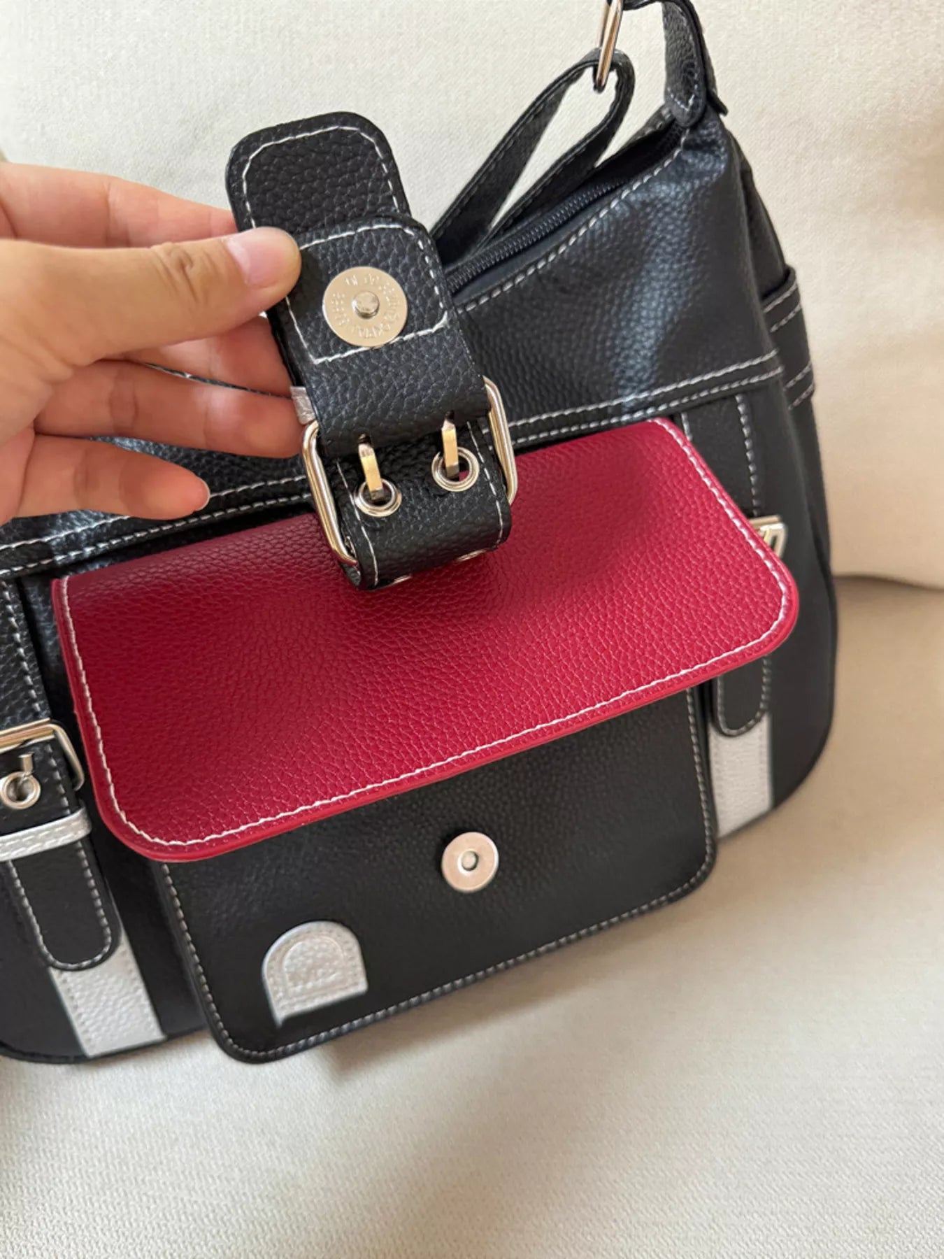 Buckle Decor Flap Crossbody Bag