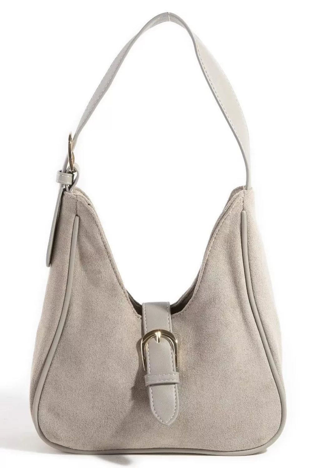 Buckle Accent Vegan Suede Hand Bag | Lily Bloom