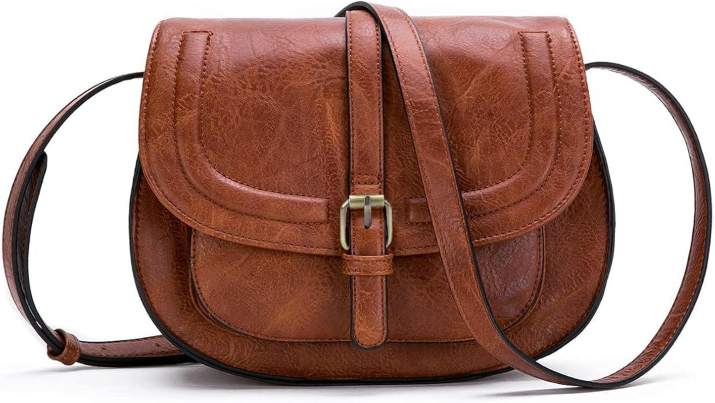 Buckle Vegan Leather Crossbody Bag