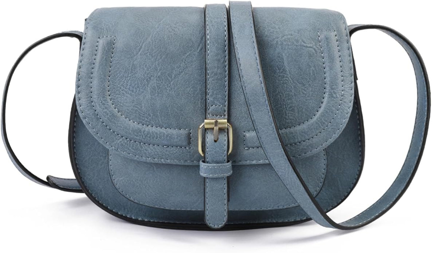 Buckle Vegan Leather Crossbody Bag