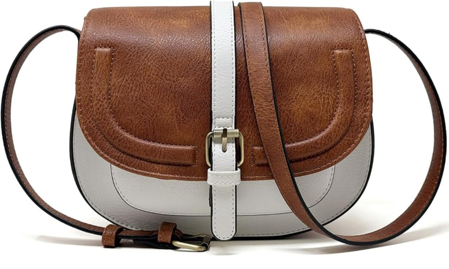 Buckle Vegan Leather Crossbody Bag