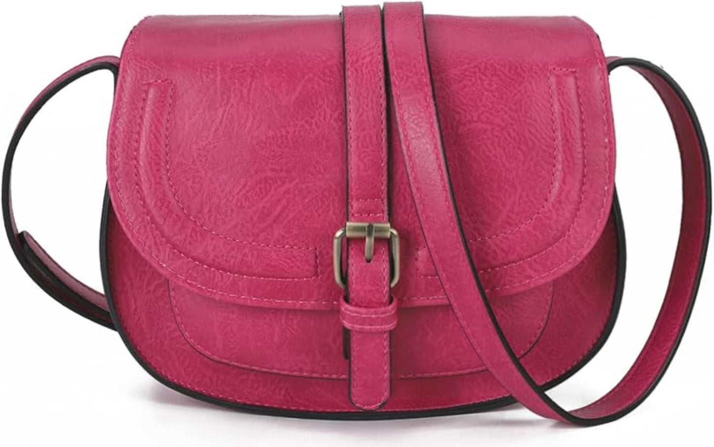 Buckle Vegan Leather Crossbody Bag