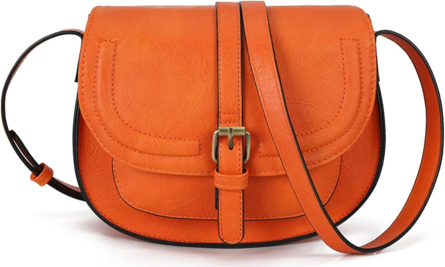 Buckle Vegan Leather Crossbody Bag