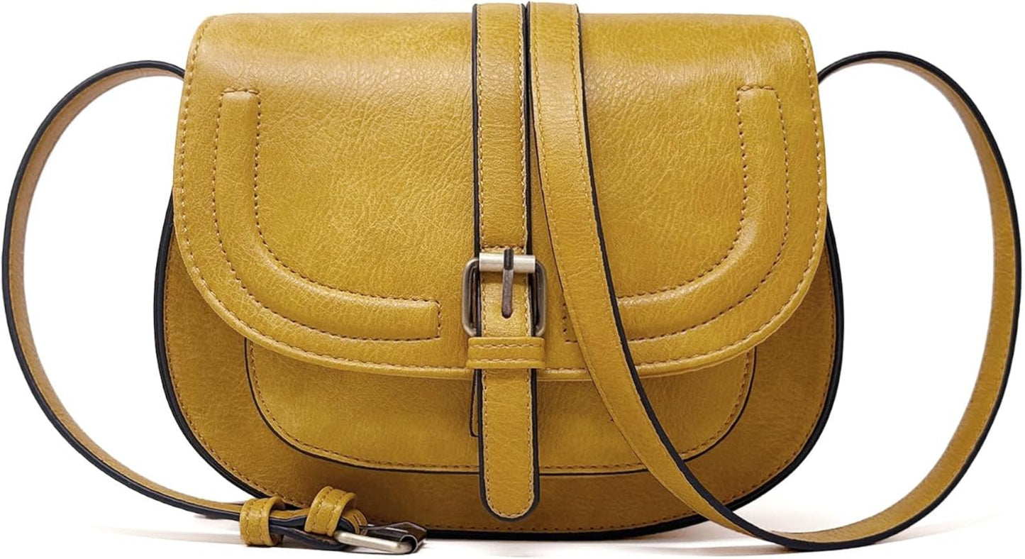 Buckle Vegan Leather Crossbody Bag