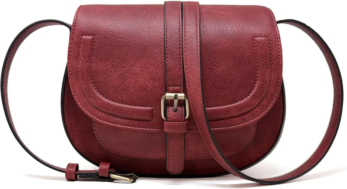 Buckle Vegan Leather Crossbody Bag