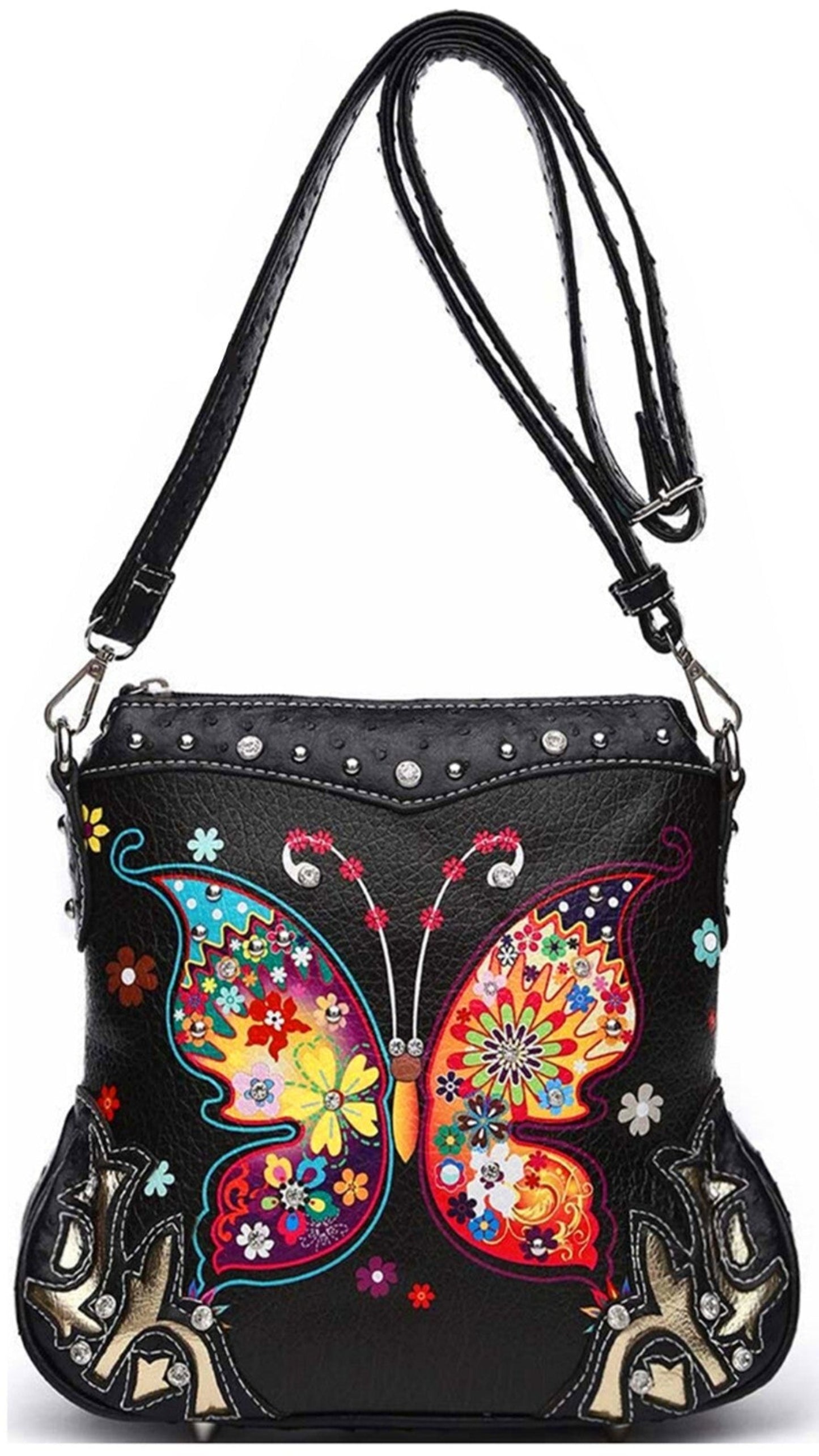 Butterfly Leather Purse Crossbody Bag with Wallet