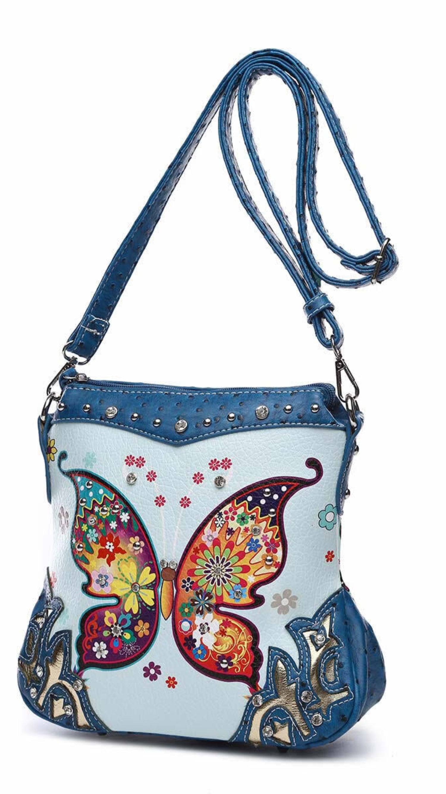 Butterfly Leather Purse Crossbody Bag with Wallet