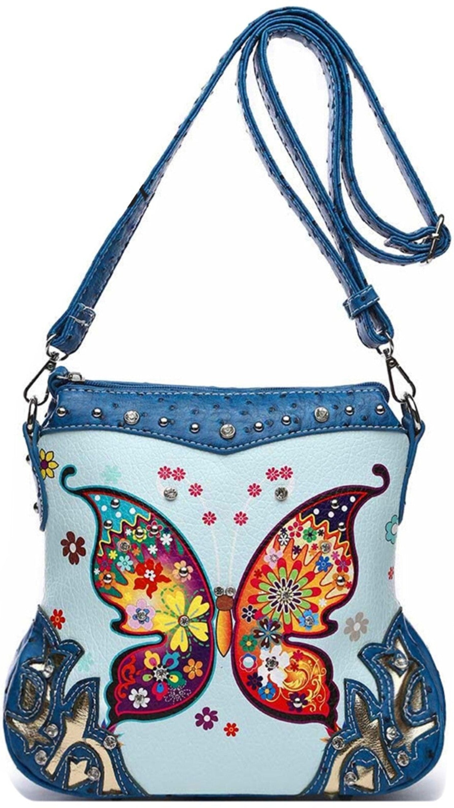 Butterfly Leather Purse Crossbody Bag with Wallet