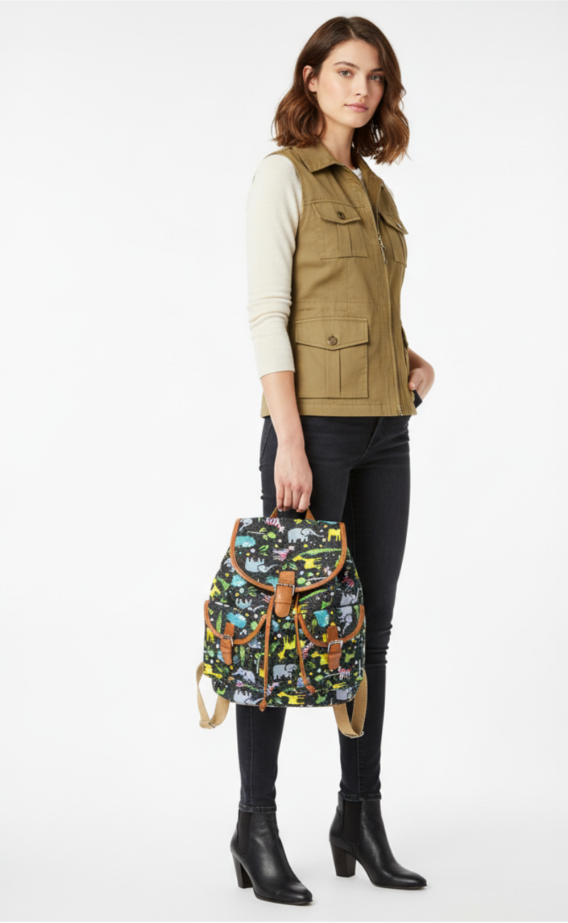 Canvas Backpack Safari Print