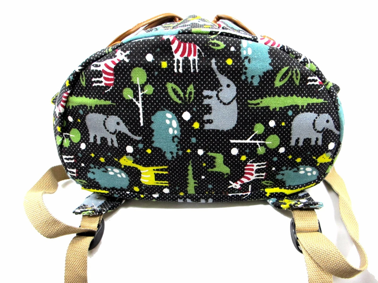 Canvas Backpack Safari Print Drawstring Closure Padded Double Strap