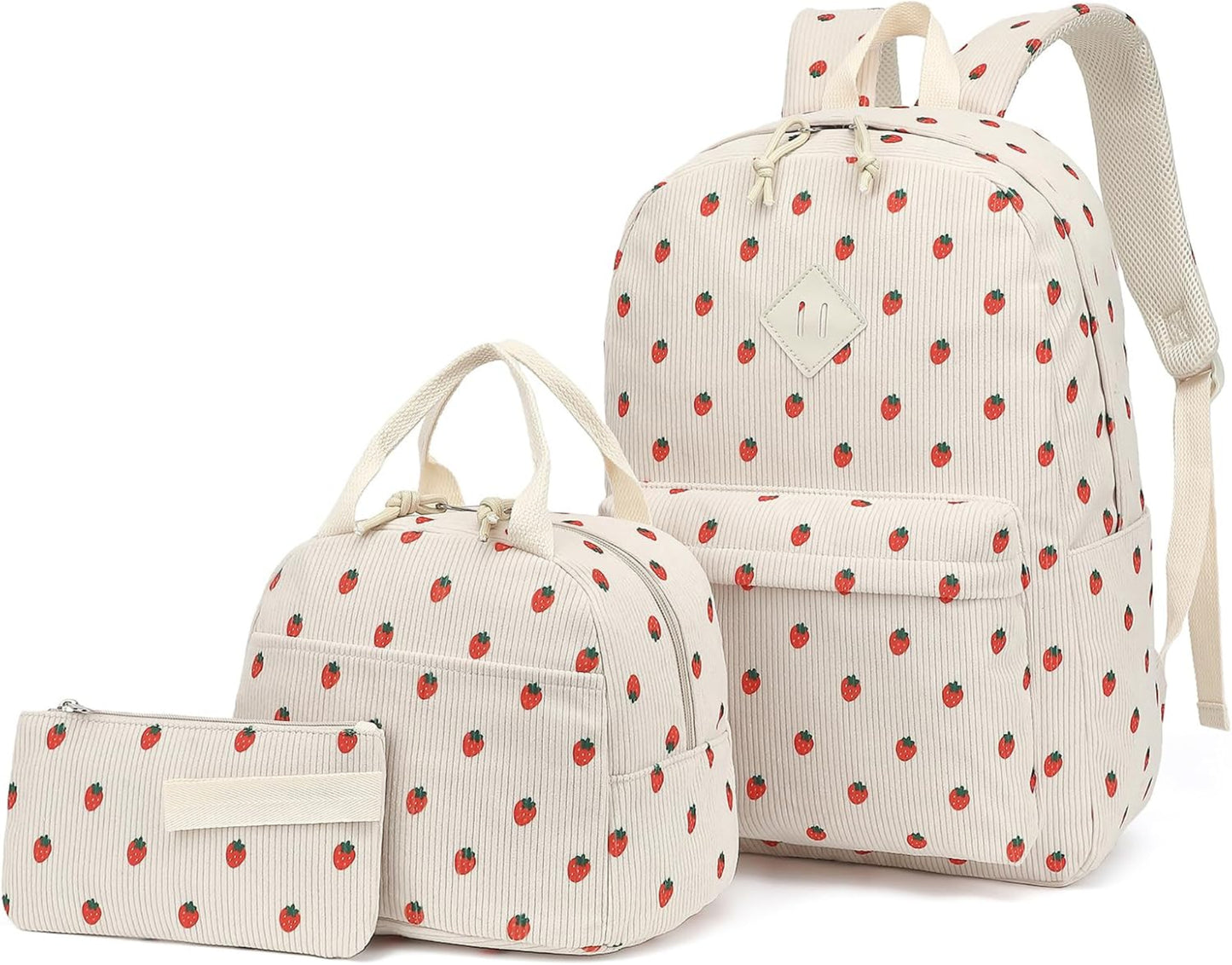 Cartoon Fruit Shoulder Backpack with Lunch Box Pencil Bag - Lily Bloom