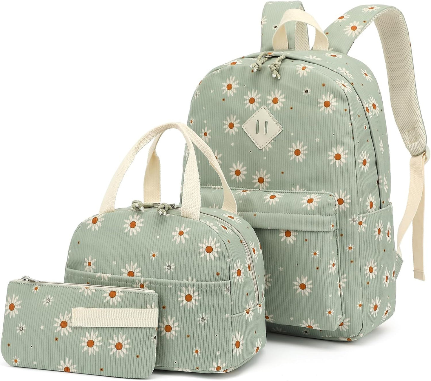 Cartoon Fruit Shoulder Backpack with Lunch Box Pencil Bag - Lily Bloom
