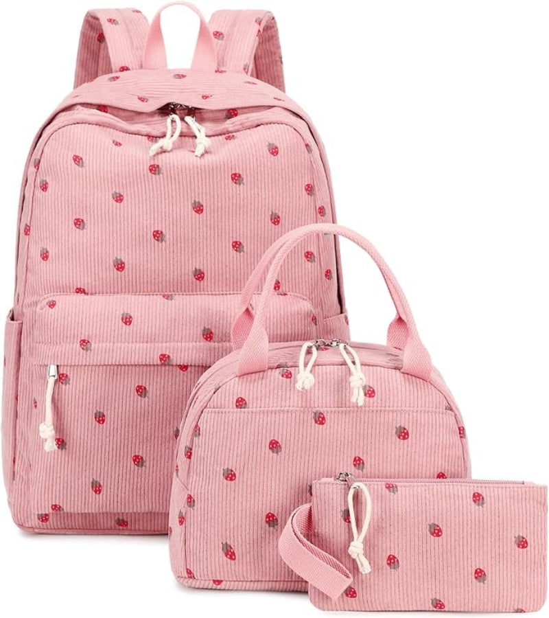 Cartoon Fruit Shoulder Backpack with Lunch Box Pencil Bag