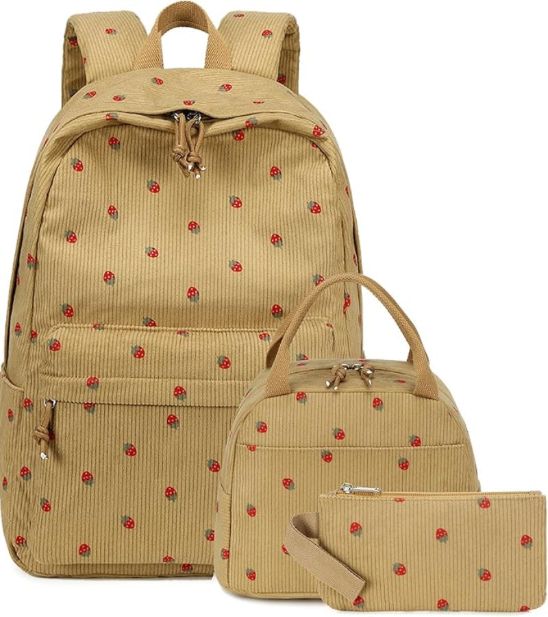 Cartoon Fruit Shoulder Backpack with Lunch Box Pencil Bag