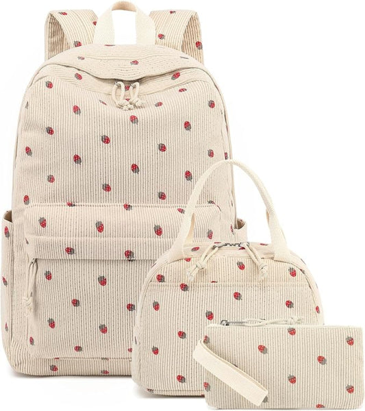 Cartoon Fruit Shoulder Backpack with Lunch Box Pencil Bag