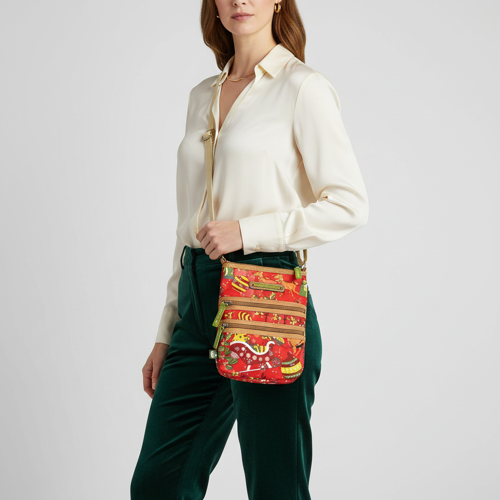 Christmas Crossbody Multi Pockets Bag