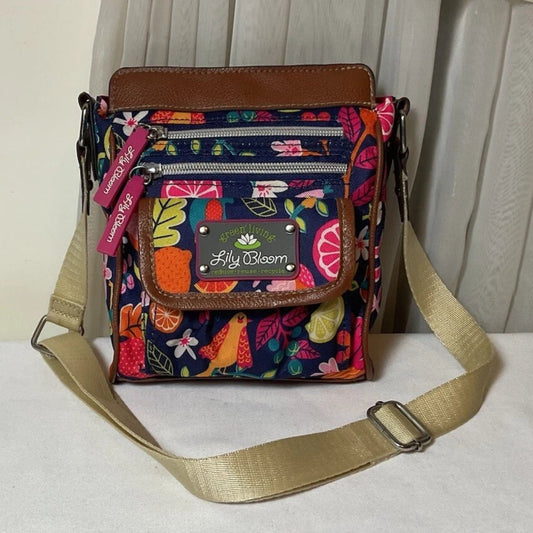 Colorful floral-patterned crossbody bag
