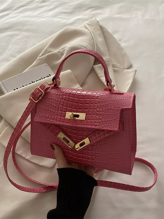 Croc-Embossed Mini Crossbody Bag