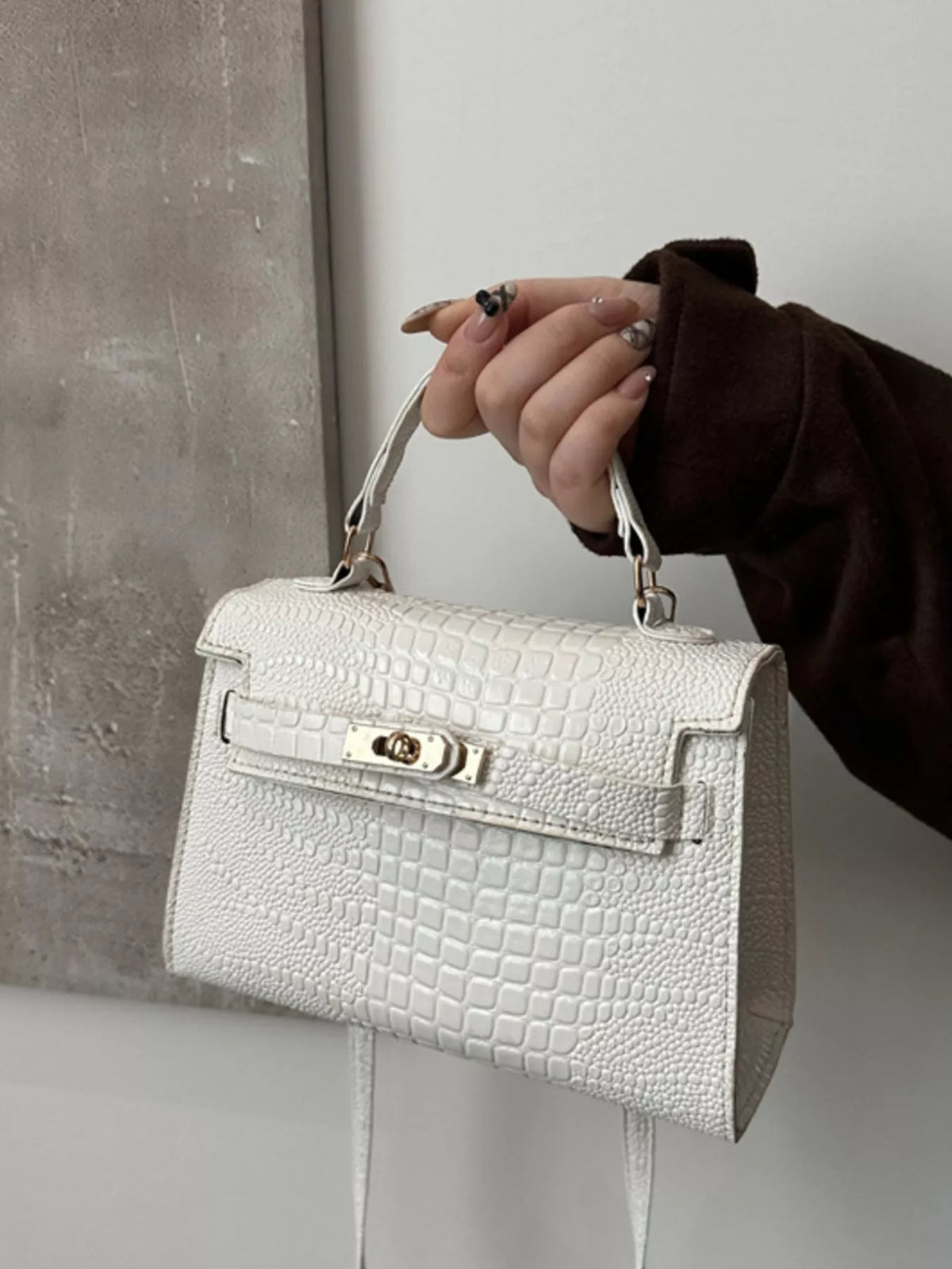Croc-Embossed Mini Crossbody Bag