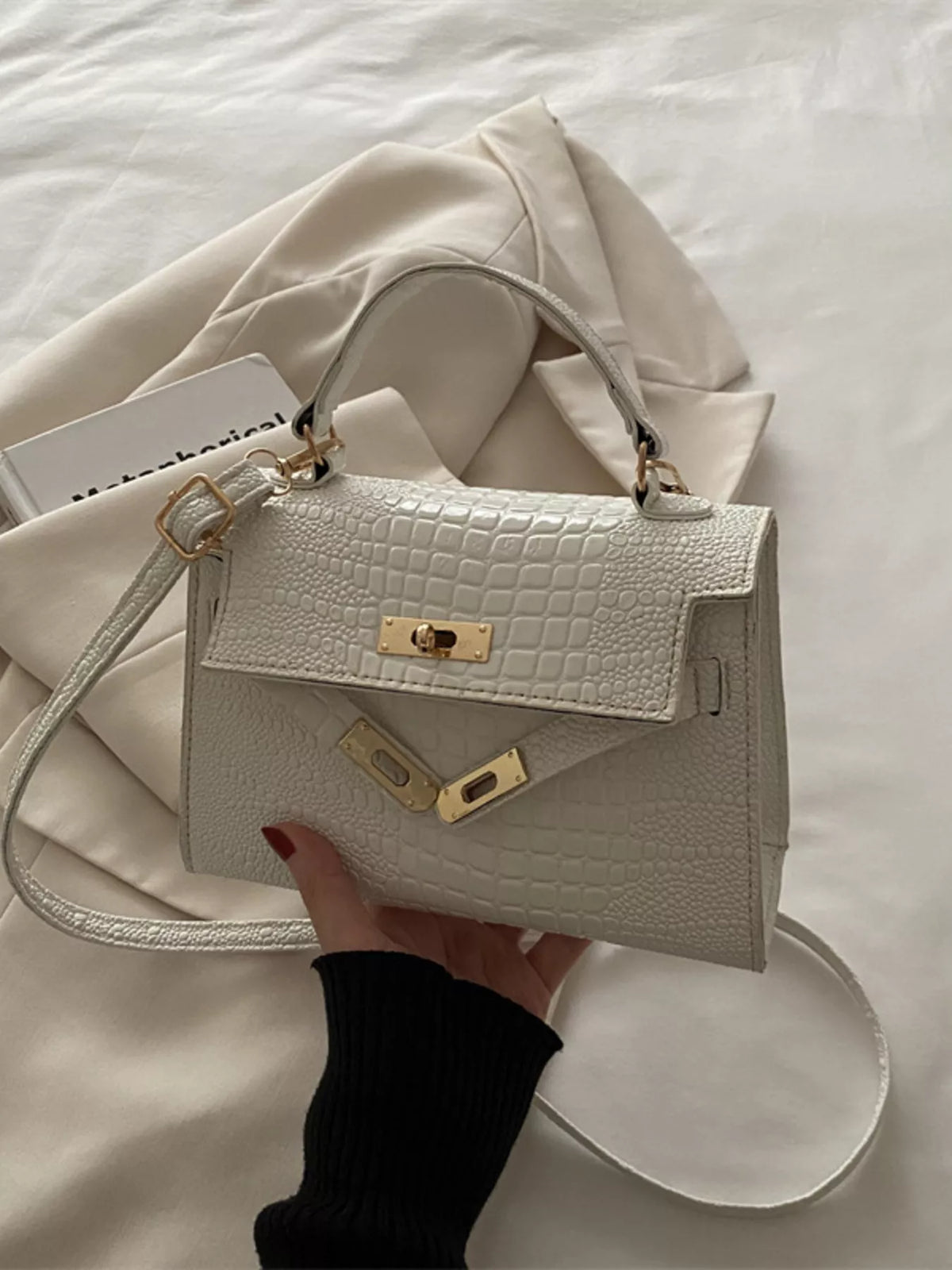 Croc-Embossed Mini Crossbody Bag