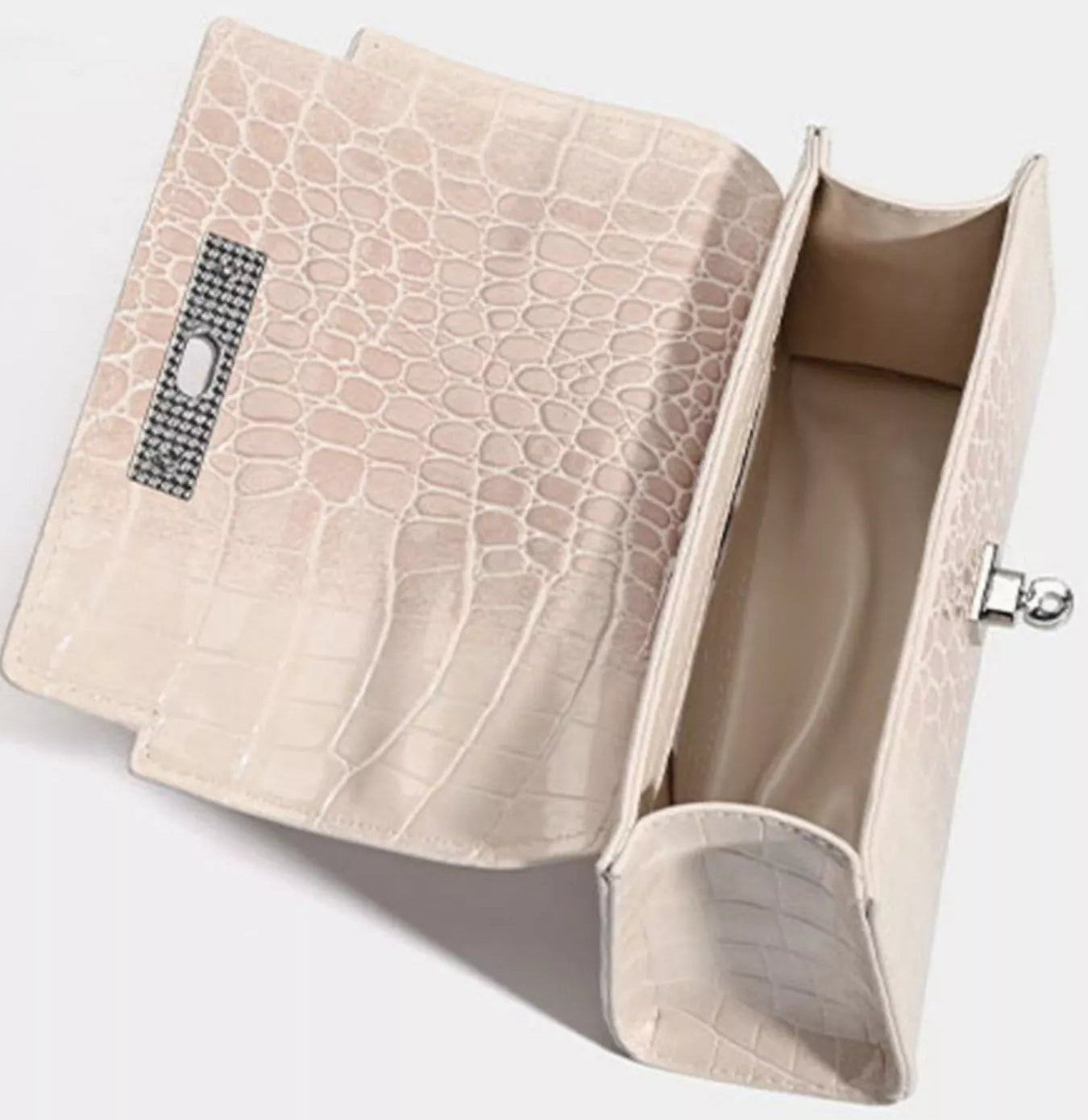 Croc-Embossed Vegan Leather Top Handle Handbag