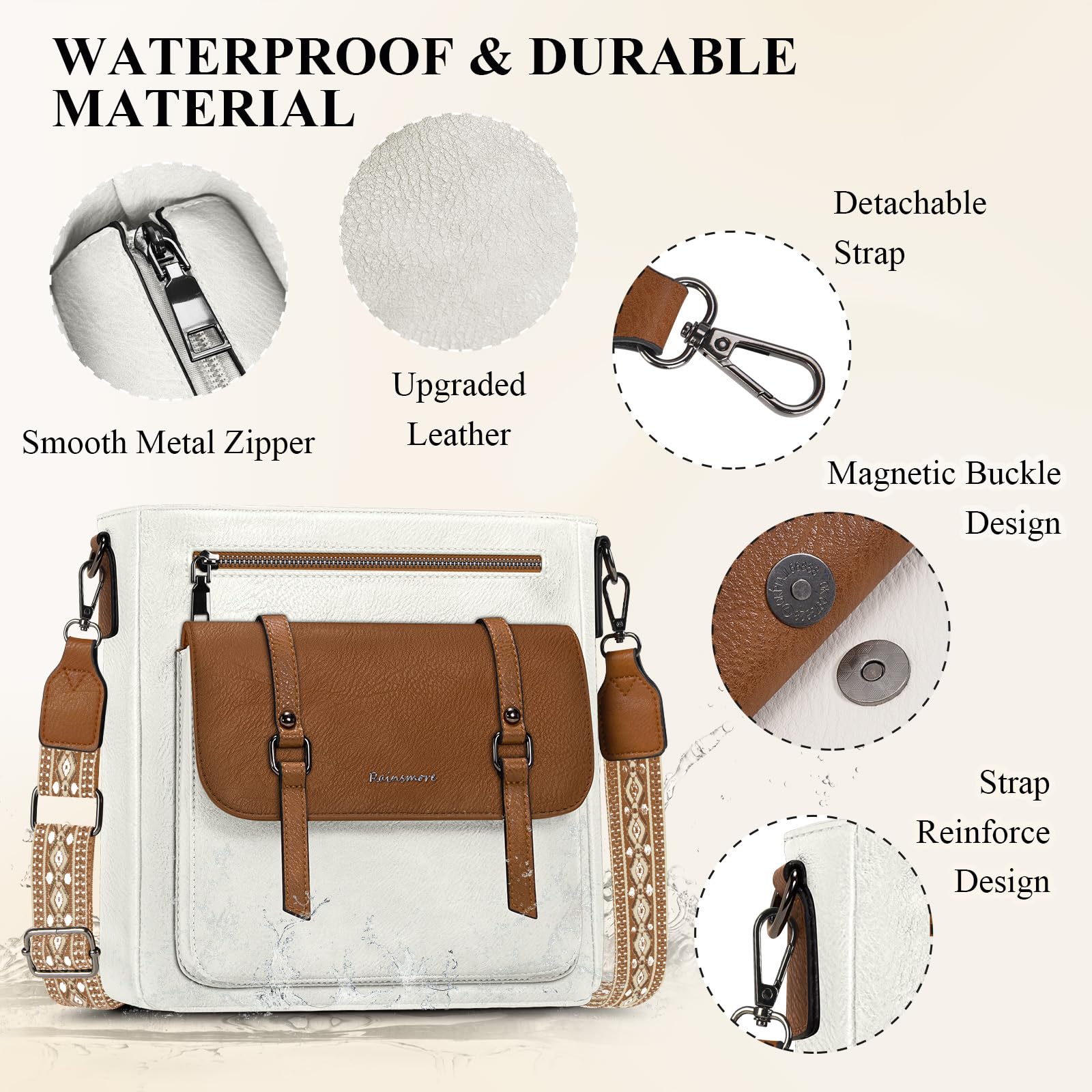 Waterproof Leather Crossbody Lightweight Shoulder Handbag | Lily Bloom