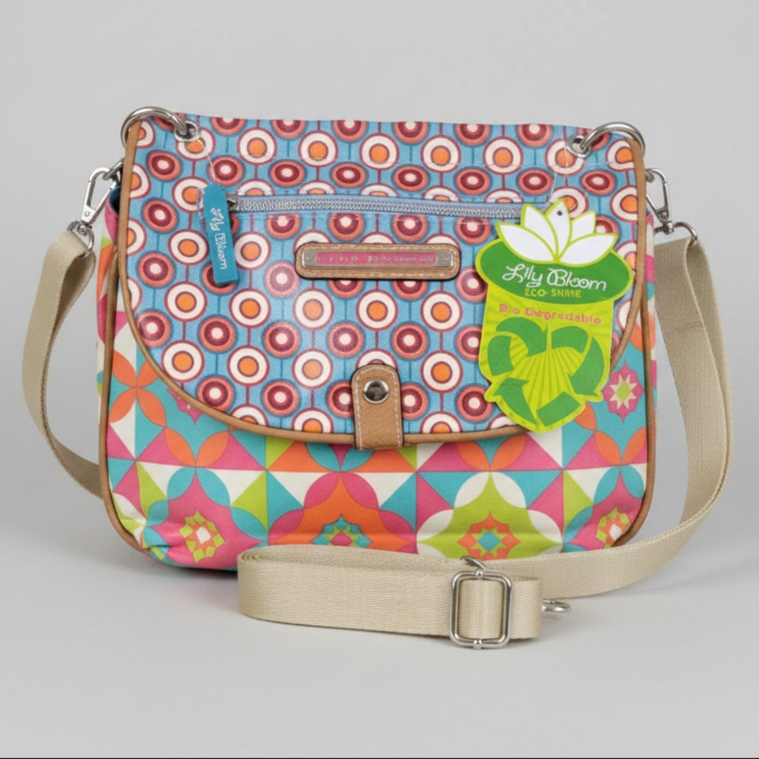 Crossbody Purse Bag 2 Straps Coated Canvas