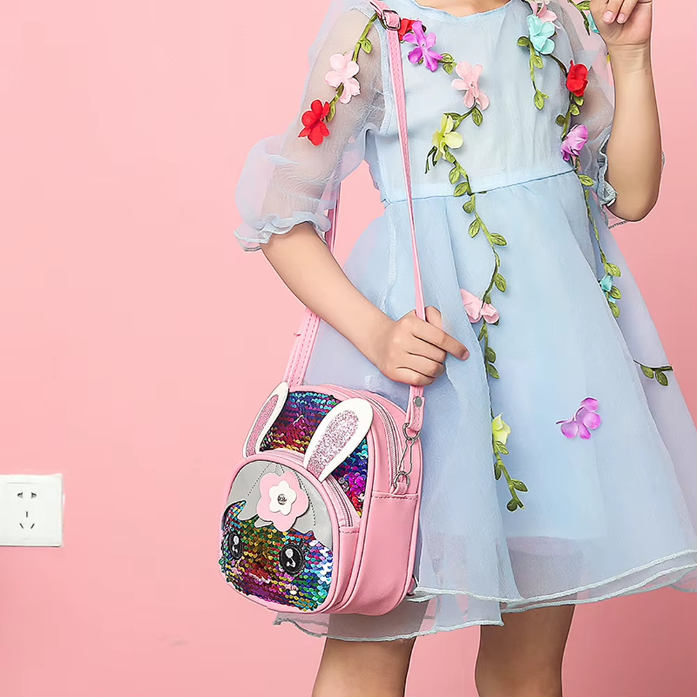 Cute Sequins Cat Ears School Zipper Backpack