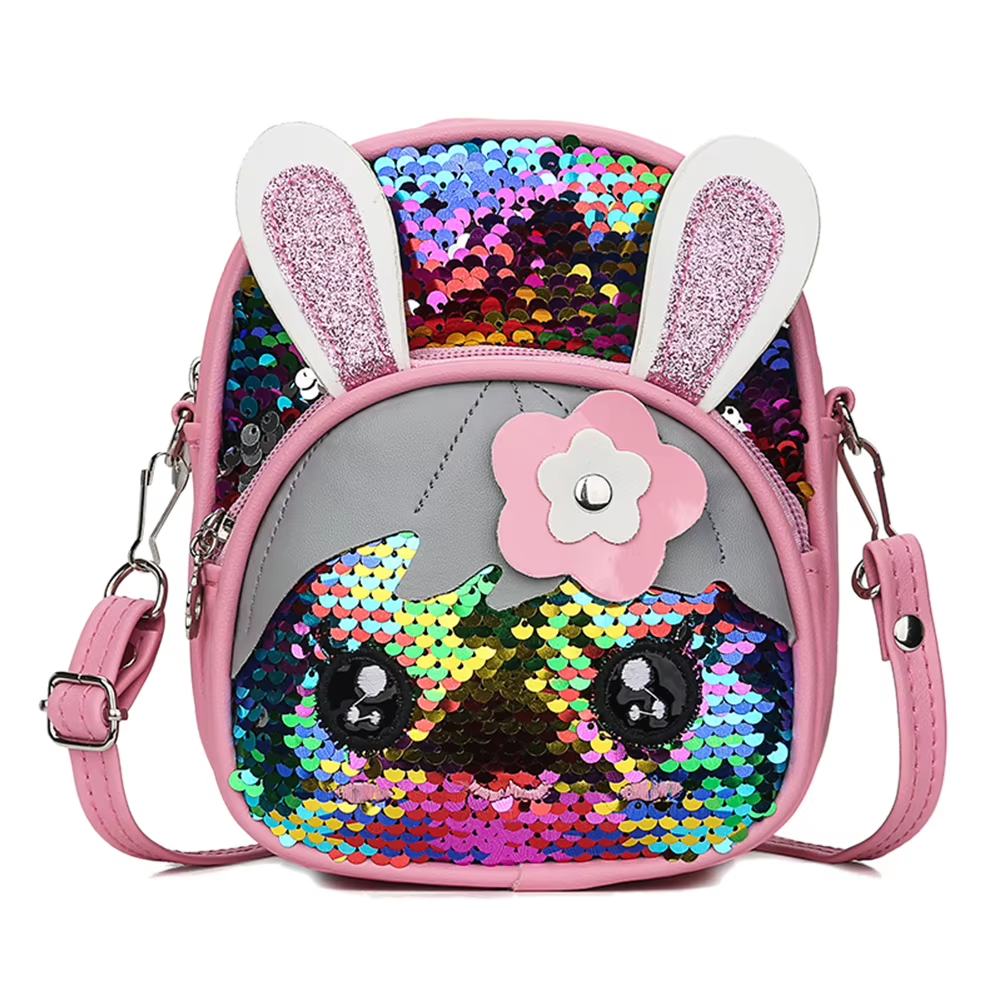 Cute Sequins Cat Ears School Zipper Backpack