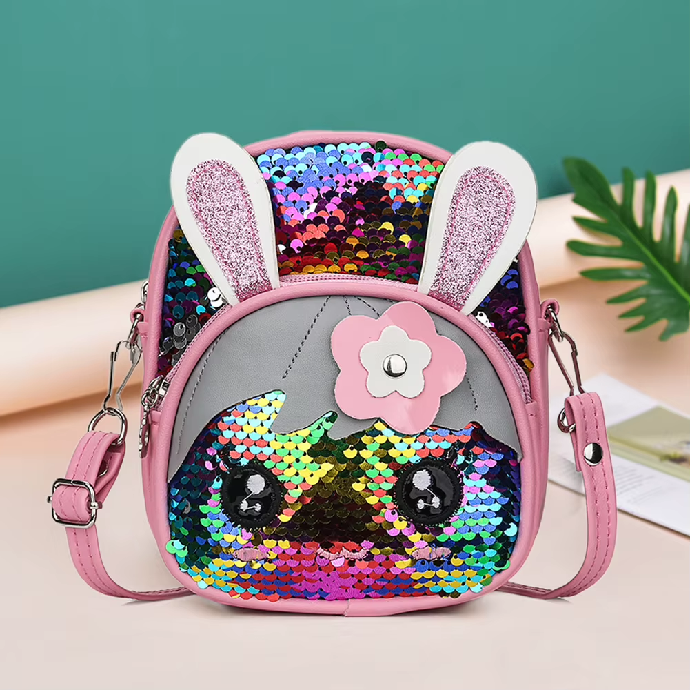Cute Sequins Cat Ears School Zipper Backpack
