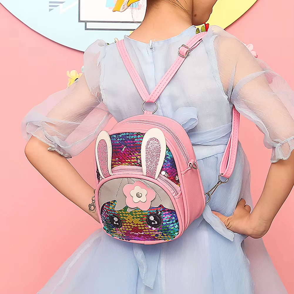 Cute Sequins Cat Ears School Zipper Backpack