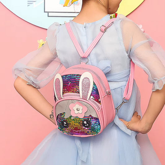 Cute Sequins Cat Ears School Zipper Backpack