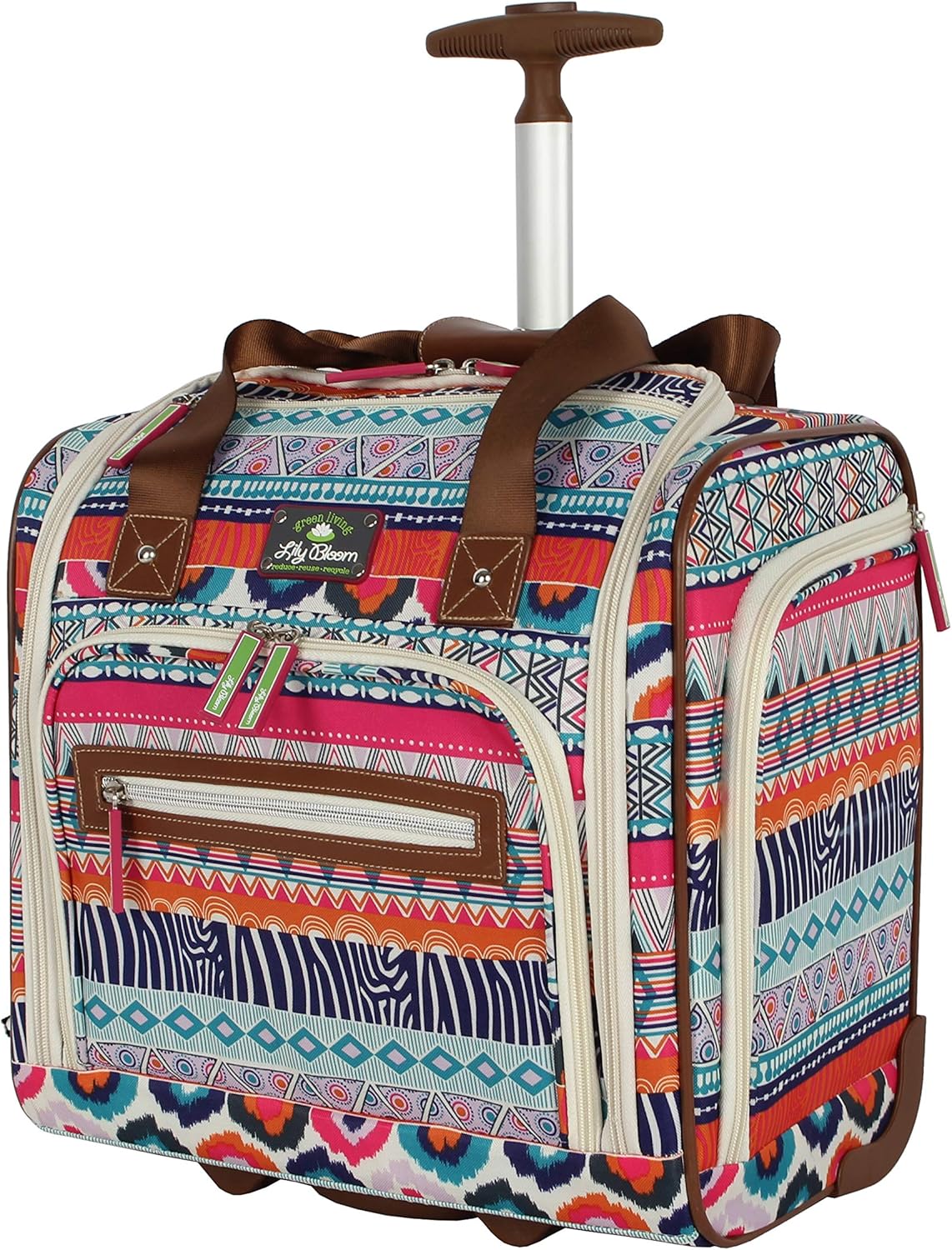 Designer 15 Inch Carry On Travel Luggage Lightweight Rolling Suitcase Bag - Lily Bloom