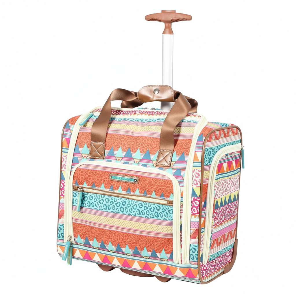 Designer 15 Inch Carry On Travel Luggage Lightweight Rolling Suitcase Bag - Lily Bloom