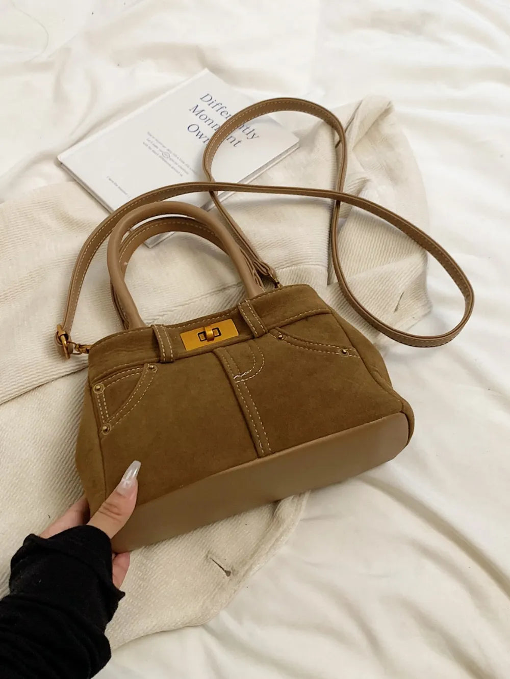 Suede Adjustable Strap Double-Use Handbag | Lily Bloom