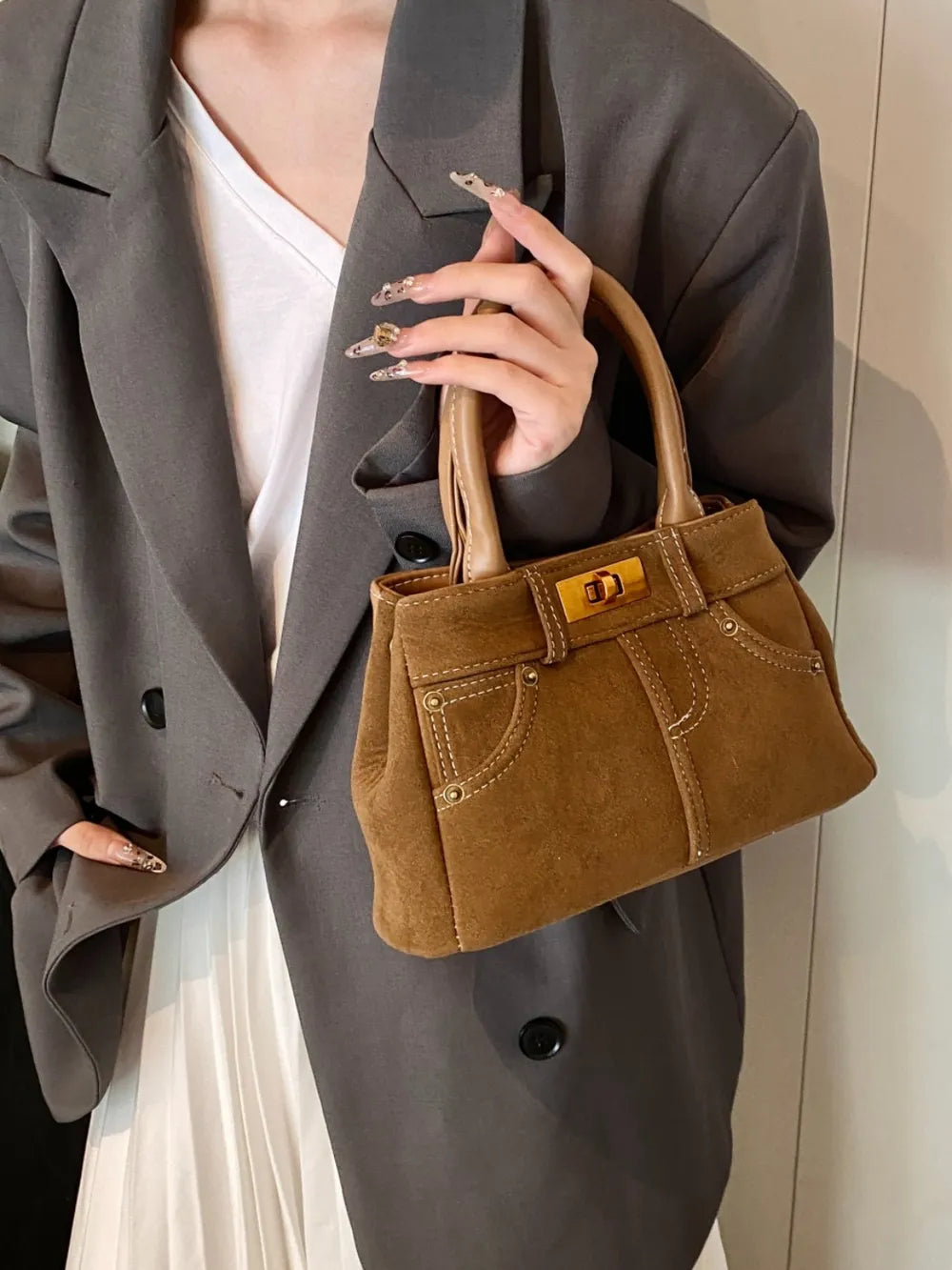 Suede Adjustable Strap Double-Use Handbag | Lily Bloom