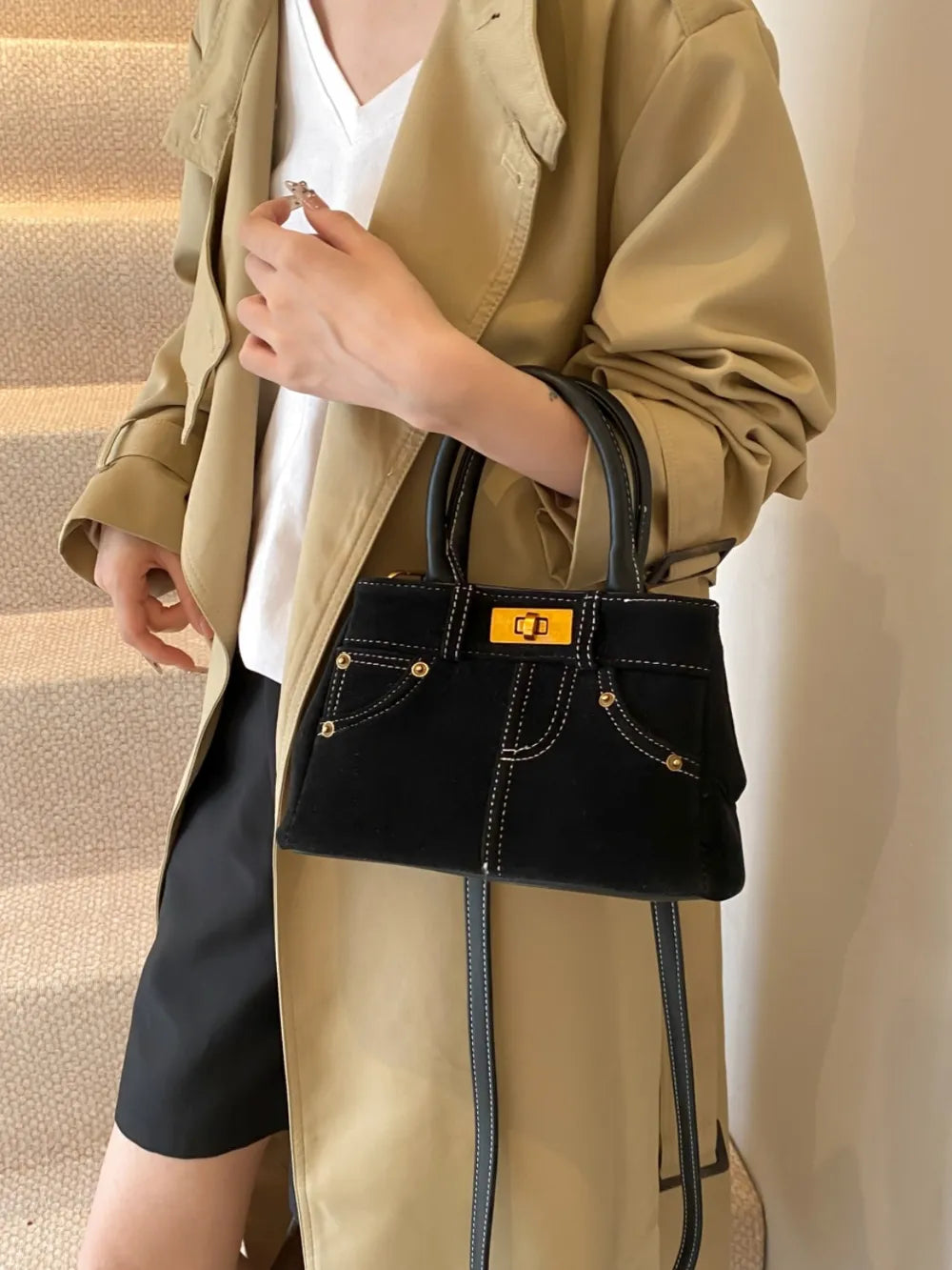 Suede Adjustable Strap Double-Use Handbag | Lily Bloom