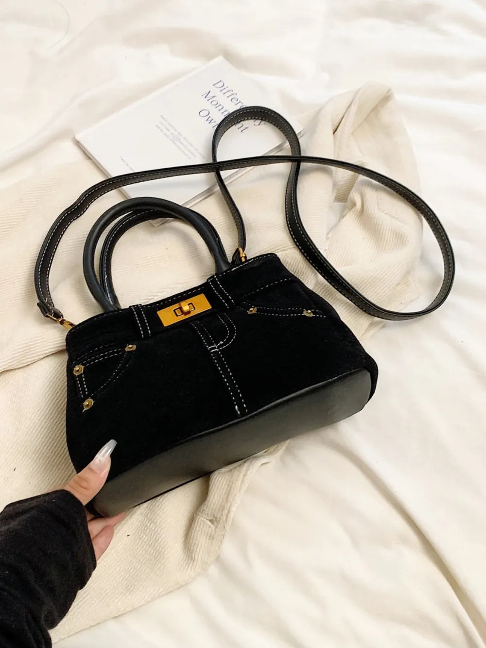 Suede Adjustable Strap Double-Use Handbag | Lily Bloom