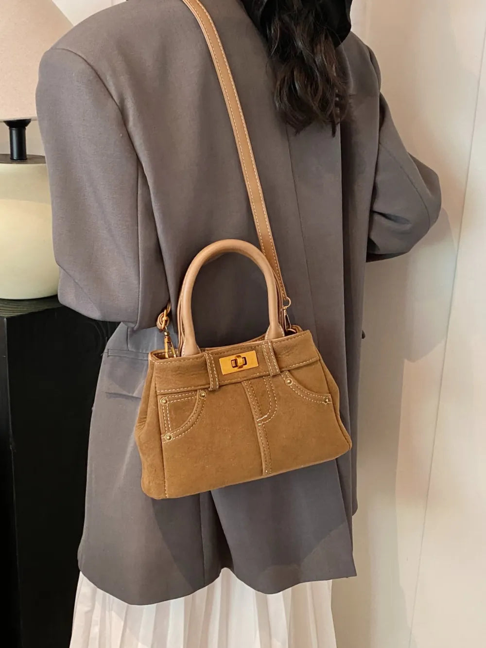 Suede Adjustable Strap Double-Use Handbag | Lily Bloom