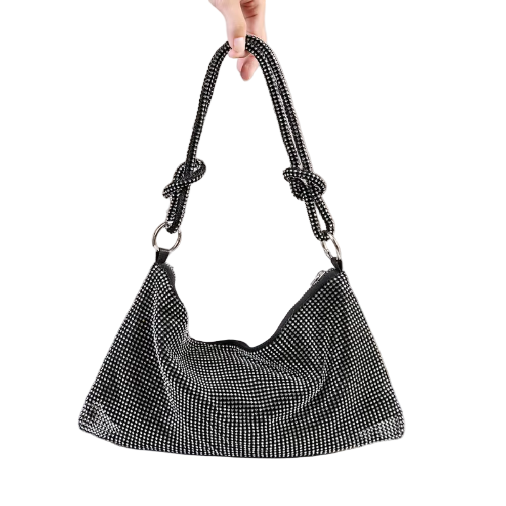 Elegant Rhinestone Studded Hobo Bag