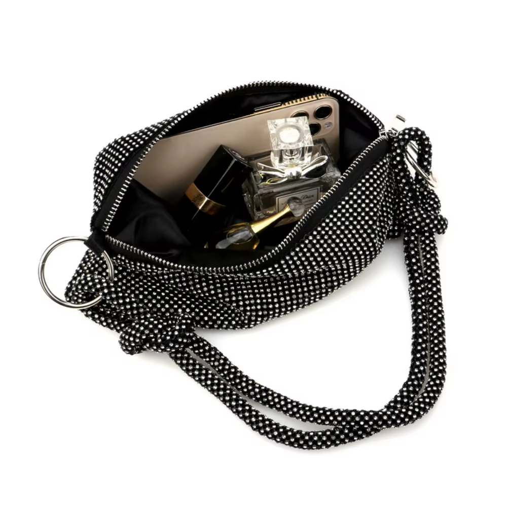 Elegant Rhinestone Studded Hobo Bag