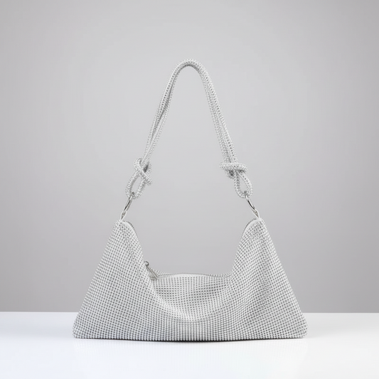 Elegant Rhinestone Studded Hobo Bag