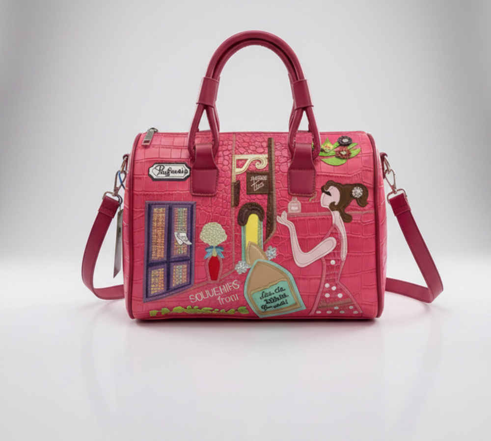 Elegantly embroidered women's handbag in a charming French style