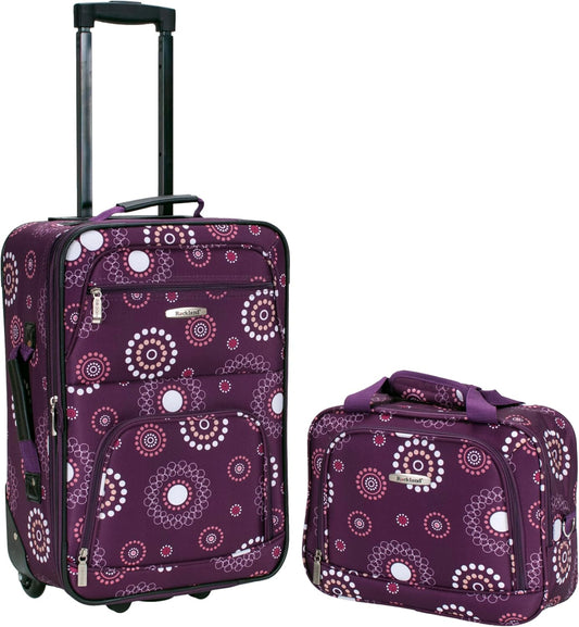 Fashion Soft - side Upright Luggage 2 - Piece 14" and 19" Set - Lily Bloom